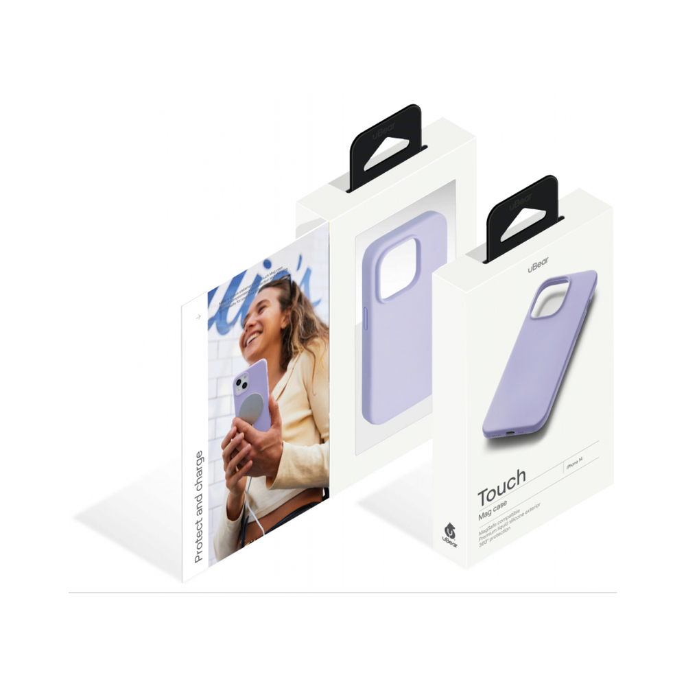 Чехол защитный Touch Mag Case , iPhone 14, силикон , софт-тач, фиолет.